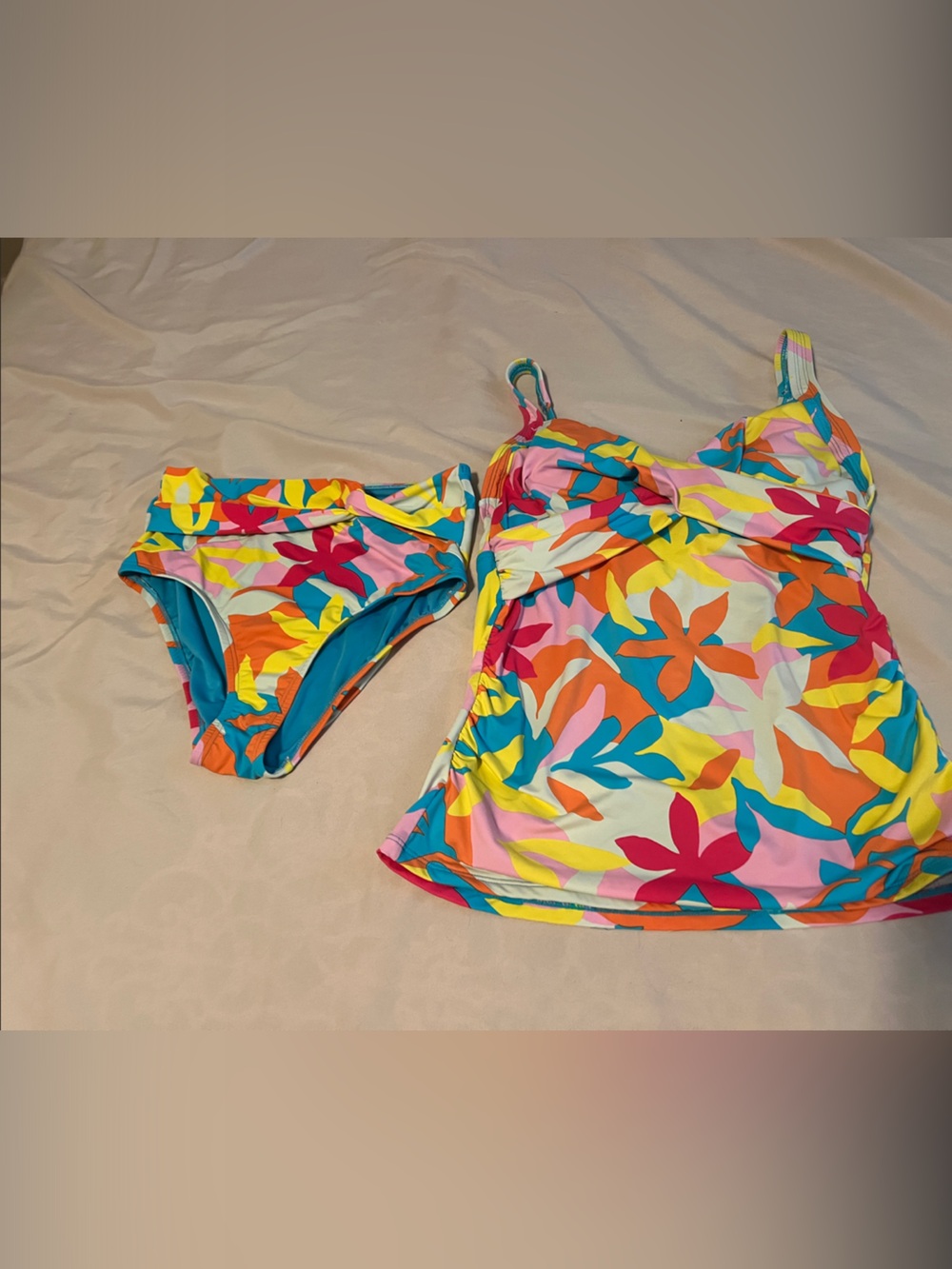 Lands End Multi-Color Floral Tankini Swim Set size 6